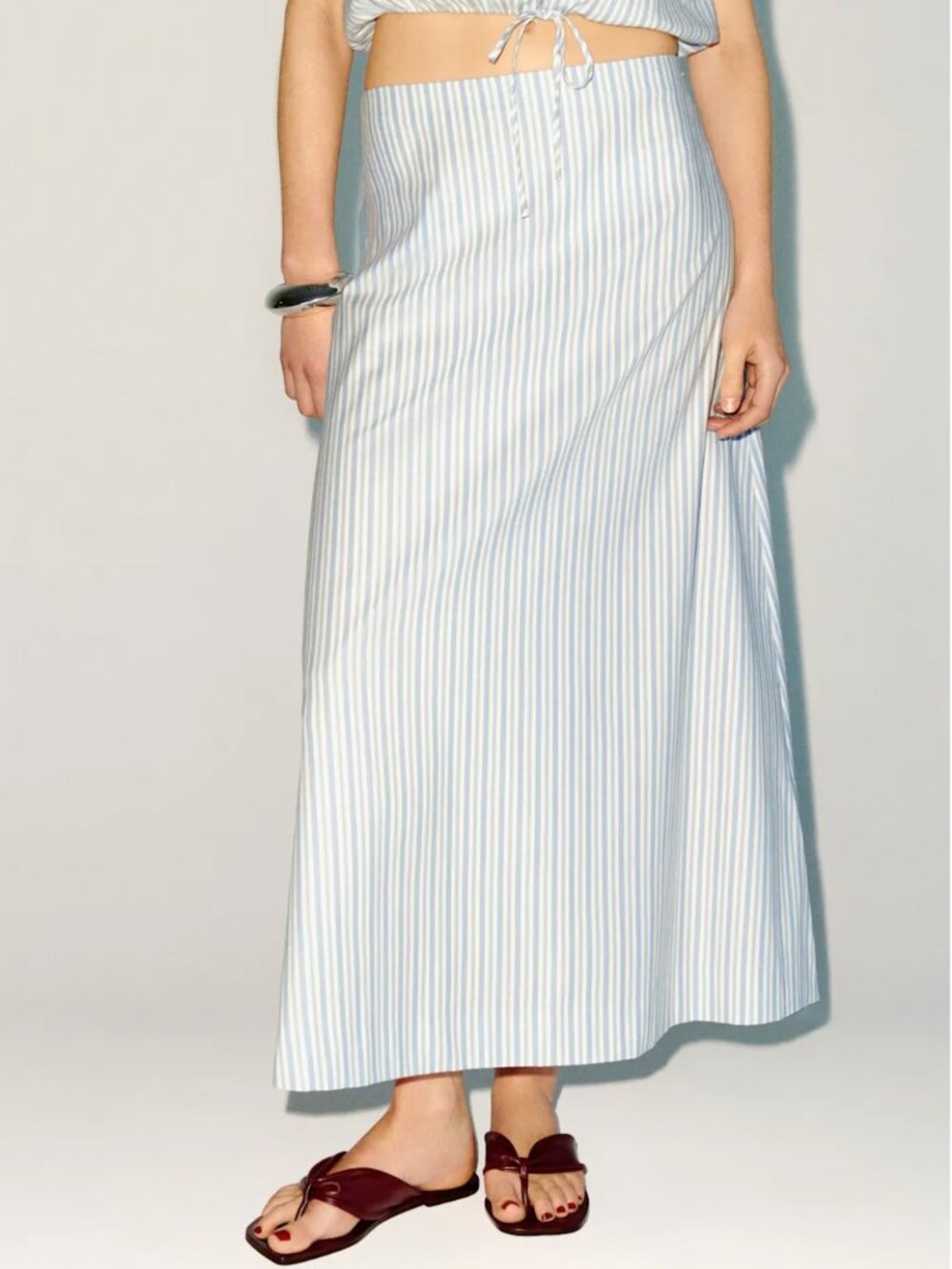 Reformation Jordan Two Piece - Calamari Stripe Blue Ivory French Cotton - Picture 4 of 9